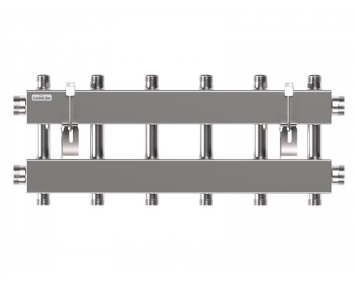 Модульный коллектор MKSS-150-6DUx25 (до 150 кВт, 2 магистр. подкл. G 1½″, 3 контура G 1″ вверх и 3 вниз)